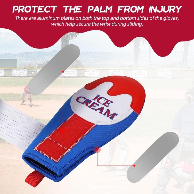 Big Crazy Sliding Mitt, Baseball Softball Sliding Glove for Youth Kid, Hand Protection for Left & Right Hands, Flexible Breathable Durable, Funny Design Ice Cream, Joker Smile, Coconut Tree - Image 2